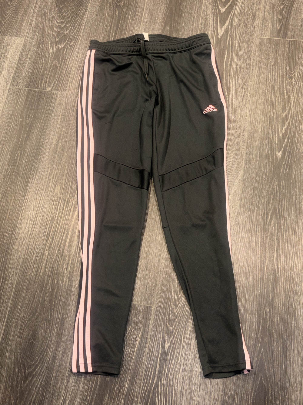 adidas Kids Black Joggers with Light Pink Side Stripes